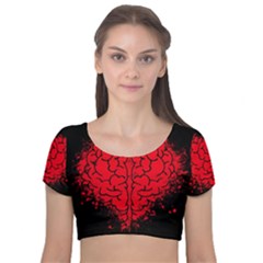 Heart Brain Mind Psychology Doubt Velvet Short Sleeve Crop Top  by Sapixe