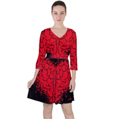 Heart Brain Mind Psychology Doubt Quarter Sleeve Ruffle Waist Dress by Sapixe