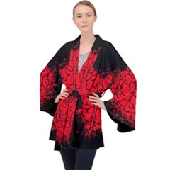 Heart Brain Mind Psychology Doubt Long Sleeve Velvet Kimono  by Sapixe