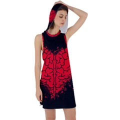 Heart Brain Mind Psychology Doubt Racer Back Hoodie Dress by Sapixe