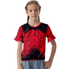 Heart Brain Mind Psychology Doubt Kids  Cuff Sleeve Scrunch Bottom Tee