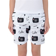 Cute Cameras Doodles Hand Drawn Women s Basketball Shorts by Sapixe