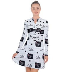 Cute Cameras Doodles Hand Drawn Long Sleeve Panel Dress