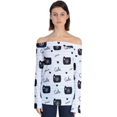 Cute Cameras Doodles Hand Drawn Off Shoulder Long Sleeve Top by Sapixe