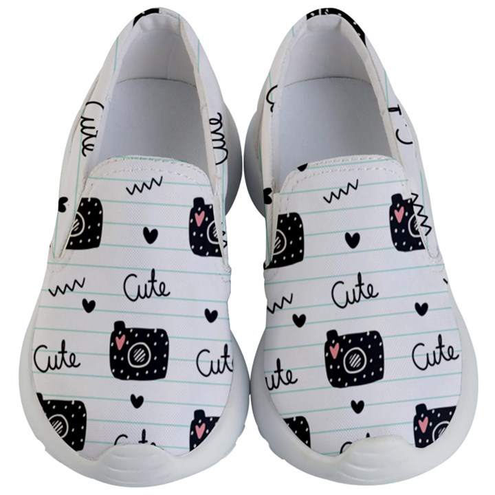 Cute Cameras Doodles Hand Drawn Kids Lightweight Slip Ons