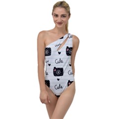 Cute Cameras Doodles Hand Drawn To One Side Swimsuit by Sapixe