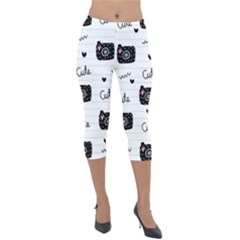 Cute Cameras Doodles Hand Drawn Lightweight Velour Capri Leggings  by Sapixe