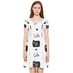 Cute Cameras Doodles Hand Drawn Inside Out Cap Sleeve Dress