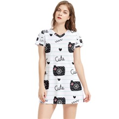 Cute Cameras Doodles Hand Drawn Women s Sports Skirt