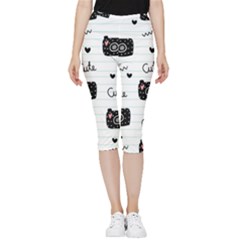 Cute Cameras Doodles Hand Drawn Inside Out Lightweight Velour Capri Leggings  by Sapixe