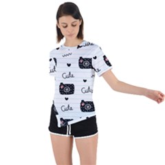 Cute Cameras Doodles Hand Drawn Asymmetrical Short Sleeve Sports Tee by Sapixe