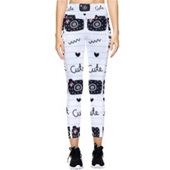 Cute Cameras Doodles Hand Drawn Pocket Leggings  by Sapixe