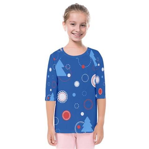 Christmas Pattern Tree Design Kids  Quarter Sleeve Raglan Tee by Sapixe