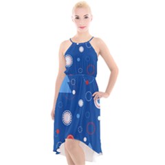 Christmas Pattern Tree Design High-low Halter Chiffon Dress  by Sapixe