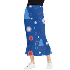 Christmas Pattern Tree Design Maxi Fishtail Chiffon Skirt by Sapixe