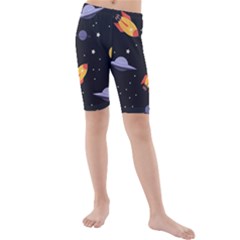 Cosmos Rockets Spaceships Ufos Kids  Mid Length Swim Shorts by Sapixe