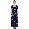 Cosmos Rockets Spaceships Ufos High Waist Short Sleeve Maxi Dress View1