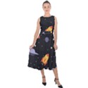 Cosmos Rockets Spaceships Ufos Midi Tie-Back Chiffon Dress View1