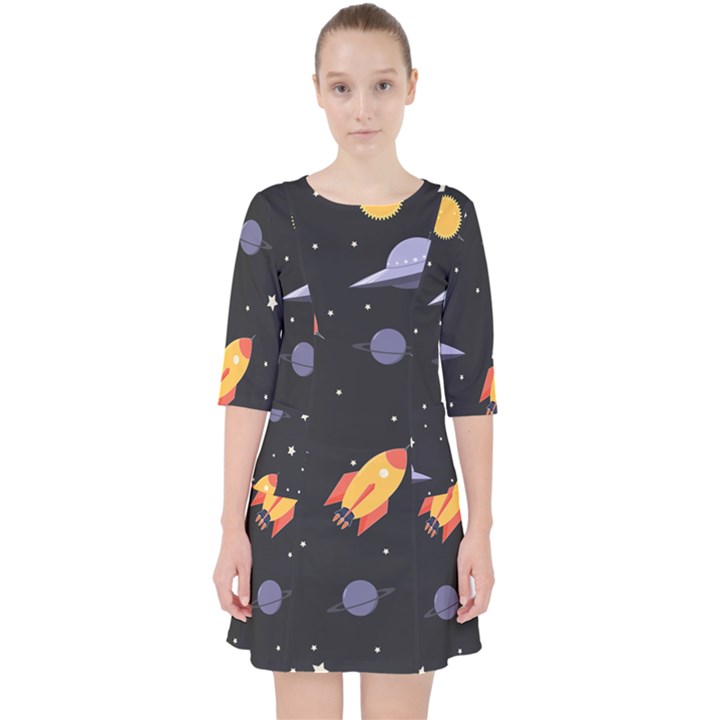 Cosmos Rockets Spaceships Ufos Pocket Dress