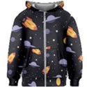 Cosmos Rockets Spaceships Ufos Kids  Zipper Hoodie Without Drawstring View1