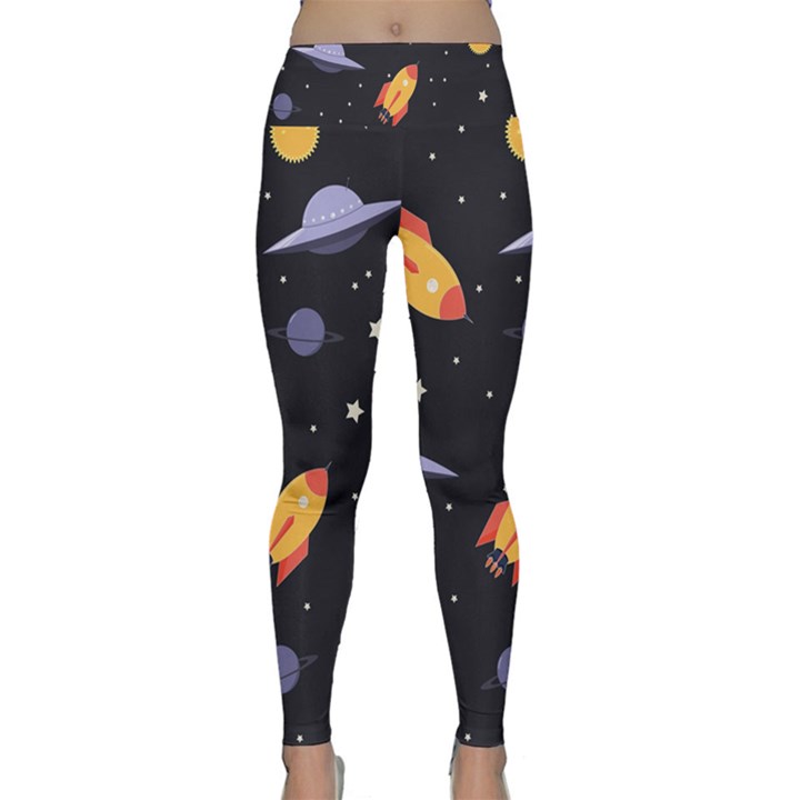 Cosmos Rockets Spaceships Ufos Lightweight Velour Classic Yoga Leggings