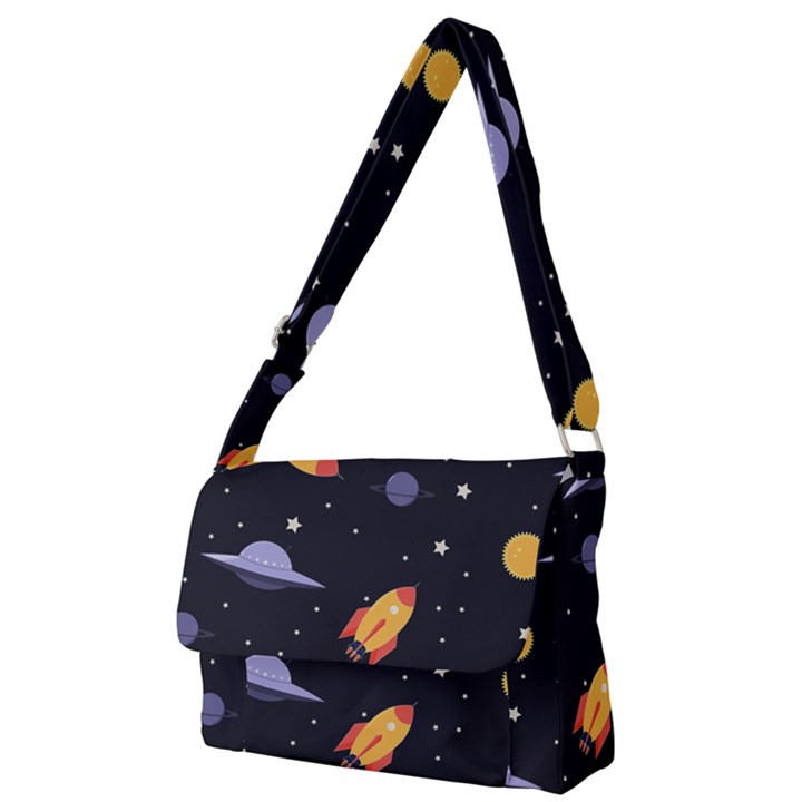 Cosmos Rockets Spaceships Ufos Full Print Messenger Bag (L)