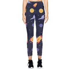 Cosmos Rockets Spaceships Ufos Pocket Leggings 