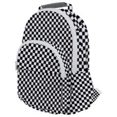 Black And White Checkerboard Background Board Checker Rounded Multi Pocket Backpack by Sapixe