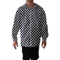 Black And White Checkerboard Background Board Checker Kids  Hooded Windbreaker by Sapixe