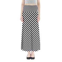 Black And White Checkerboard Background Board Checker Full Length Maxi Skirt by Sapixe