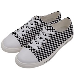 Black And White Checkerboard Background Board Checker Women s Low Top Canvas Sneakers by Sapixe