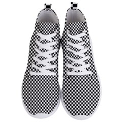 Black And White Checkerboard Background Board Checker Men s Lightweight High Top Sneakers by Sapixe