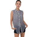 Black And White Checkerboard Background Board Checker Sleeveless Chiffon Button Shirt View1