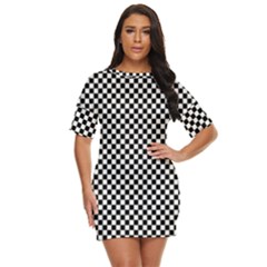 Black And White Checkerboard Background Board Checker Just Threw It On Dress by Sapixe