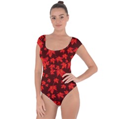 Red Oak And Maple Leaves Short Sleeve Leotard  by Daria3107