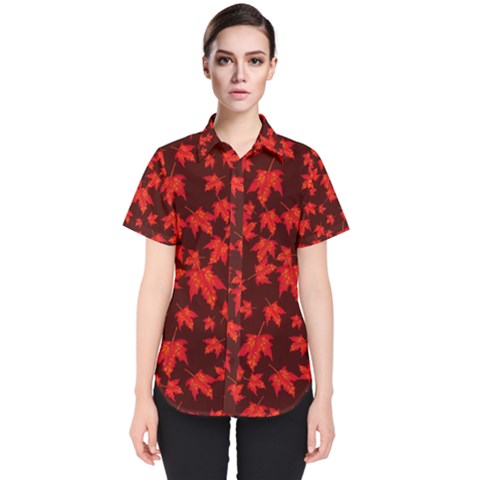 Red Oak And Maple Leaves Women s Short Sleeve Shirt by Daria3107