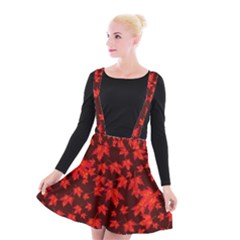 Red Oak And Maple Leaves Suspender Skater Skirt by Daria3107