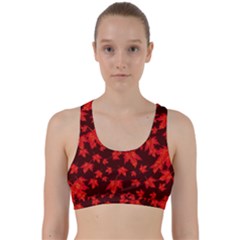 Red Oak And Maple Leaves Back Weave Sports Bra by Daria3107