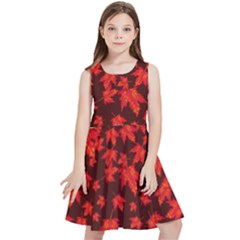 Red Oak And Maple Leaves Kids  Skater Dress by Daria3107