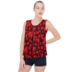 Red Oak And Maple Leaves Bubble Hem Chiffon Tank Top by Daria3107