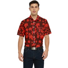 Red Oak And Maple Leaves Men s Short Sleeve Pocket Shirt  by Daria3107