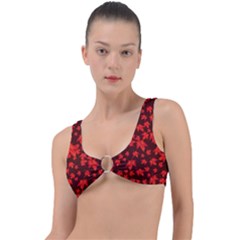 Red Oak And Maple Leaves Ring Detail Bikini Top by Daria3107