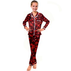 Red Oak And Maple Leaves Kid s Satin Long Sleeve Pajamas Set by Daria3107