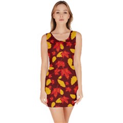 Autumn Pattern,oak And Maple On Burgundy Bodycon Dress by Daria3107