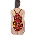 Autumn Pattern,oak And Maple On Burgundy One Piece Swimsuit View2