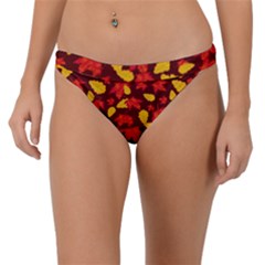 Autumn Pattern,oak And Maple On Burgundy Band Bikini Bottom by Daria3107