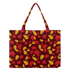 Autumn Pattern,oak And Maple On Burgundy Medium Tote Bag by Daria3107