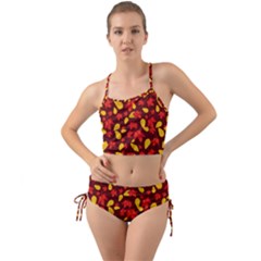 Autumn Pattern,oak And Maple On Burgundy Mini Tank Bikini Set by Daria3107