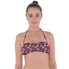 Colorfull Hearts On Choclate Halter Bandeau Bikini Top by Daria3107