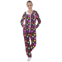 Colorfull Hearts On Choclate Women s Tracksuit